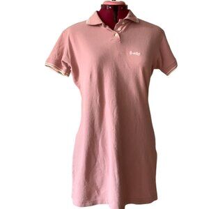 BASIC RED - Cotton Pink Polo short Dress - short sleeves - Large (fit medium)
